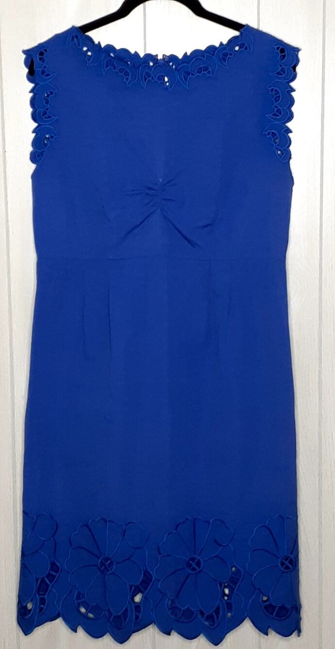 Tyler Boe  Linen Blend Dress Size 6 Cutouts Sleeveless Cobalt Blue